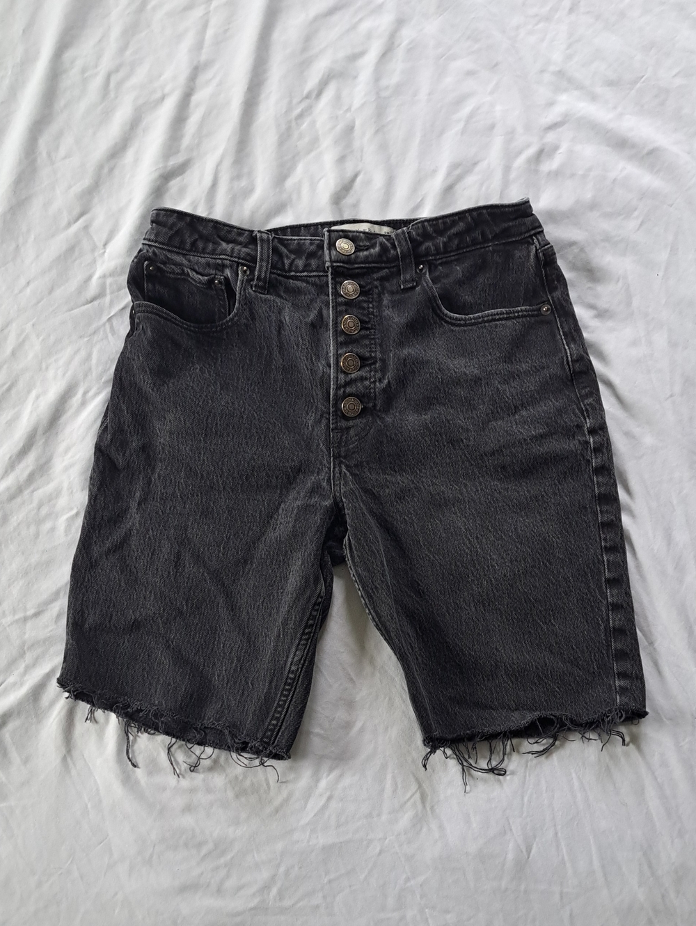 Abercrombie & Fitch Black The Skinny High Rise Jeans DIY Cut Off Raw Hem Shorts
